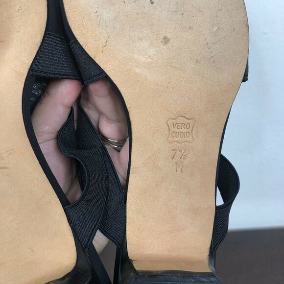 Vaneli Square Toe Slip On Elastic Strap Open Toe Black Heeled Sandals 7.5 M - Picture 8 of 9